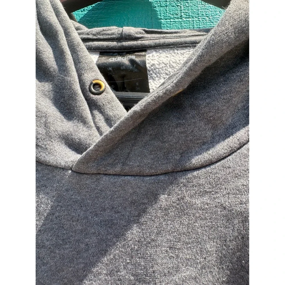 Adidas Mens Essentials Linear Logo Hoodie Gray 3-Stripe Pullover‎ Sweatshirt 2XL